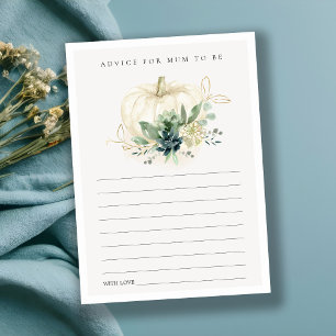 Succulent Pumpkin Advice Mum to be Baby Shower Enclosure Card