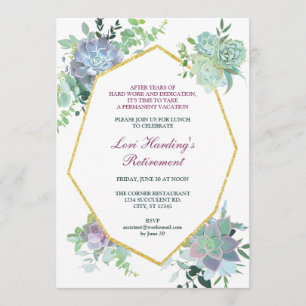Succulent Retirement Invitation