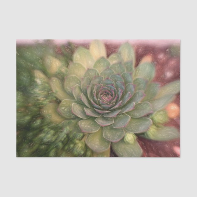 Succulent Rustic Green Country Sketch Art Design Tissue Paper (Front)