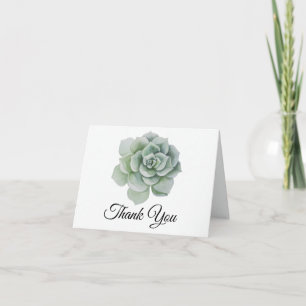Succulent Sage Green Floral Boho Wedding Thank You Card