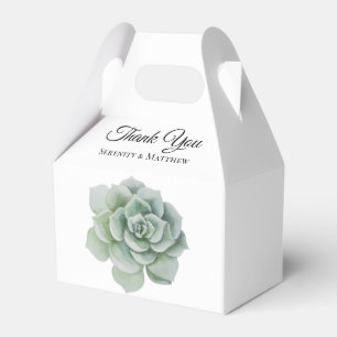 Succulent Sage Green Floral Boho Wedding Thank You Favour Box
