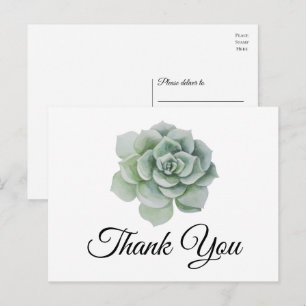 Succulent Sage Green Floral Wedding Thank You Postcard