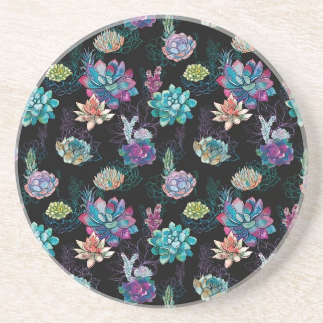 Succulent Seamless Pattern  Coaster (Front)