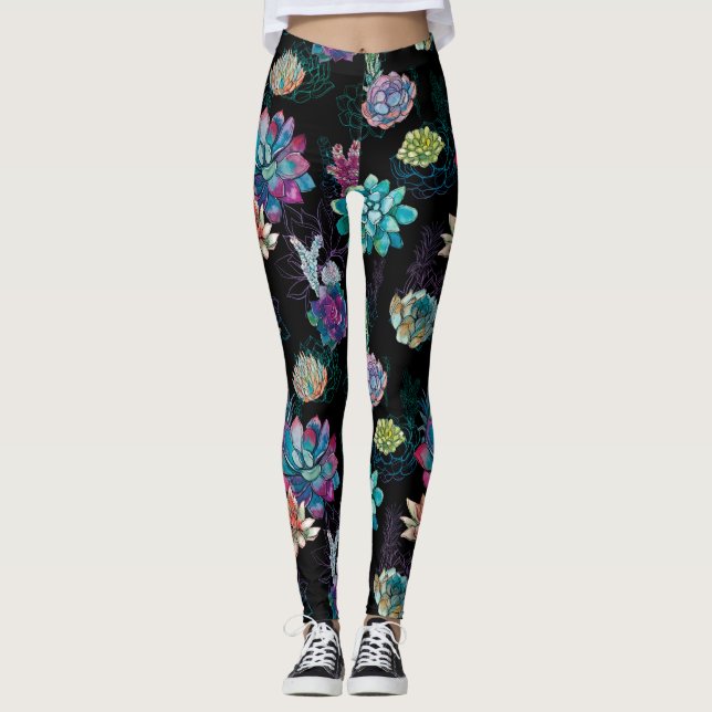 Succulent Seamless Pattern  Leggings (Front)