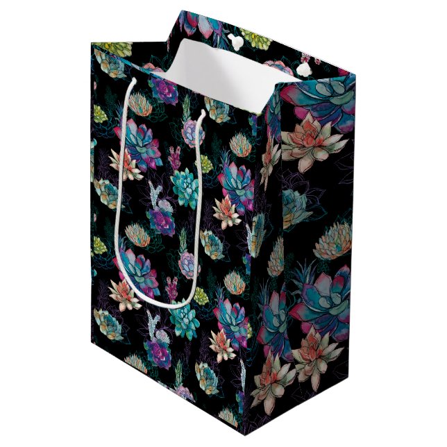 Succulent Seamless Pattern  Medium Gift Bag (Front Angled)