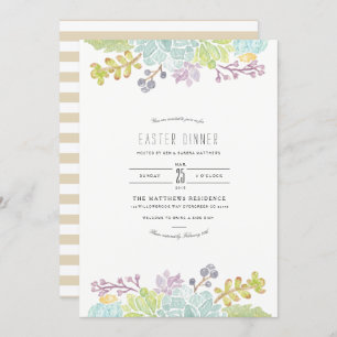 Succulent Spring Garden   Watercolor Easter Invitation