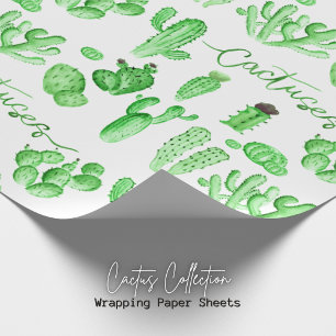 Succulent Style Cactus Wrapping Paper