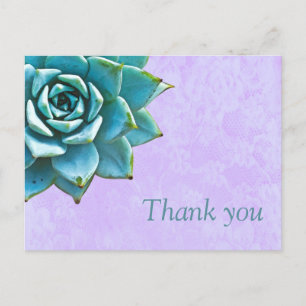 Succulent Thank You Watercolor Lavender Lace Postcard