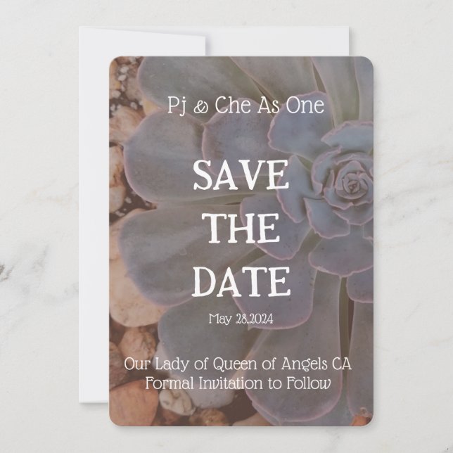 Succulent Theme Wedding  Save The Date (Front)
