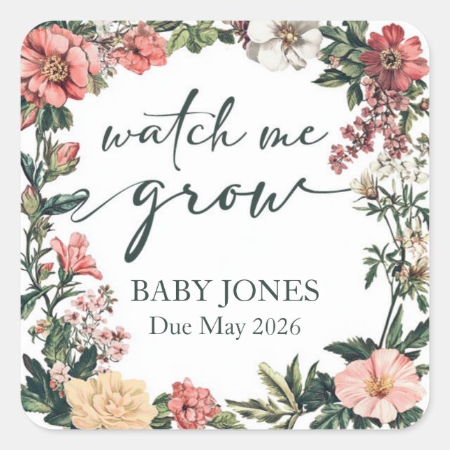 Succulent Watch Me Grow Baby Shower Favour Tag (Front)