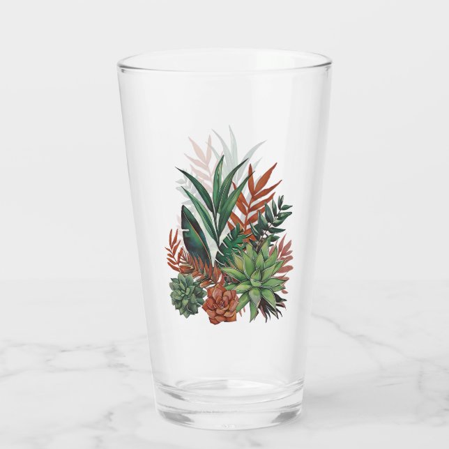 Succulent Water Colour Glass (Back)