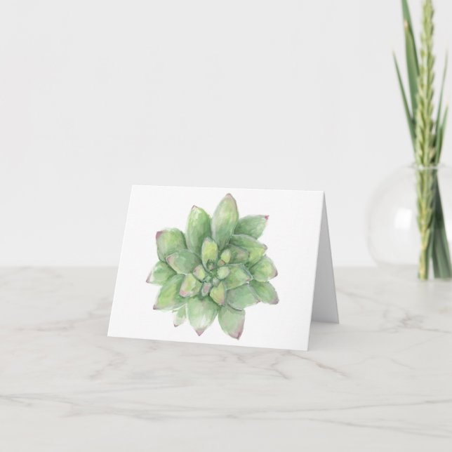 Succulent Watercolor Note Card (Front)