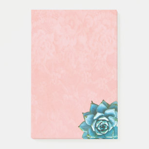 Succulent Watercolor on Blush Pink Lace Post-it Notes