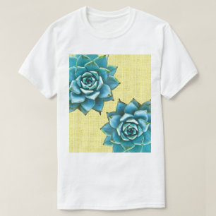Succulent Watercolor on Yellow T-Shirt
