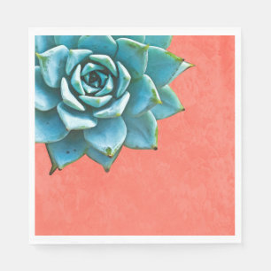 Succulent Watercolor Orange Lace Napkin