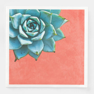 Succulent Watercolor Orange Lace Napkin