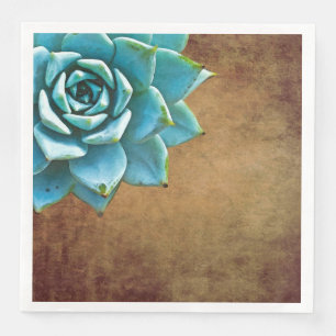 Succulent Watercolor Rustic Brown Napkin