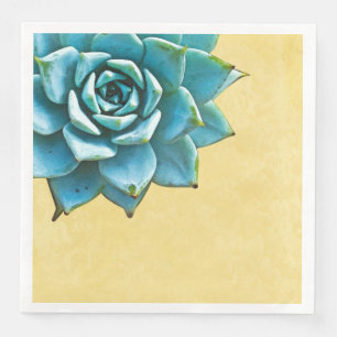 Succulent Watercolor Yellow Lace Napkin