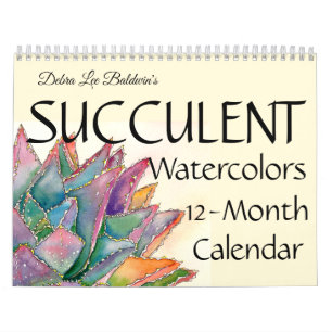 Succulent Watercolors 12-Months #4  Calendar