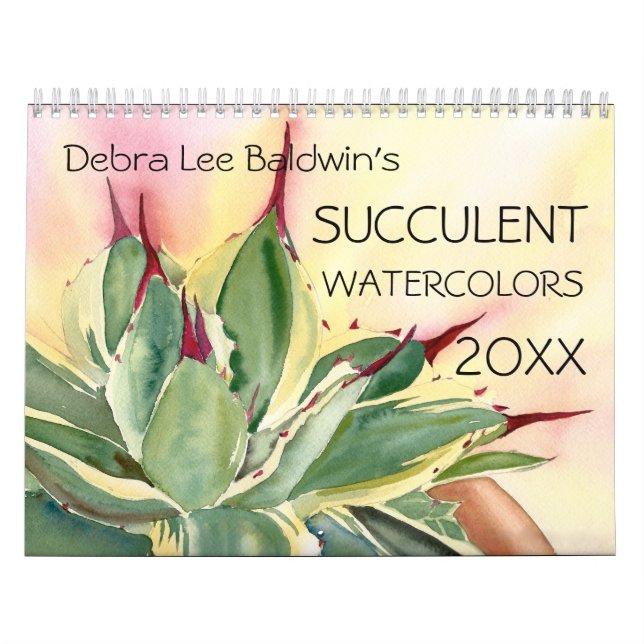 Succulent Watercolors 20XX by Debra Lee Baldwin Ca Calendar (Cover)
