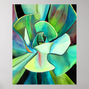 Succulent watercolour painting botanical plant art poster