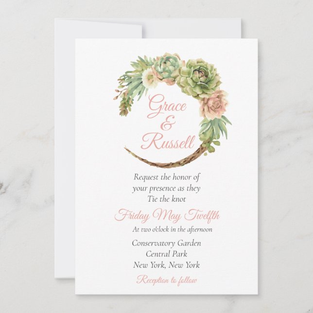 Succulent Wedding Invitation (Front)