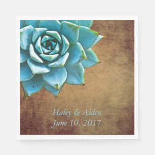 Succulent Wedding or Engagement Rustic Brown Napkin