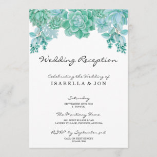 Succulent Wedding Reception Only Invitation