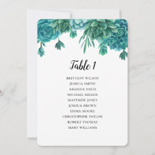 Succulent wedding seating chart. Cactus table plan Invitation