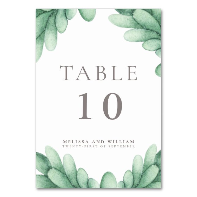 Succulent Wedding Table Number (Front)