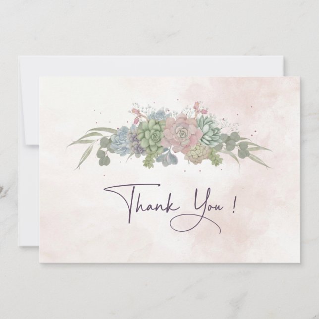 Succulent Wedding Thankyou Card (Front)