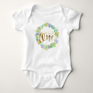 Succulent Wild One   Gold Foil Baby Bodysuit