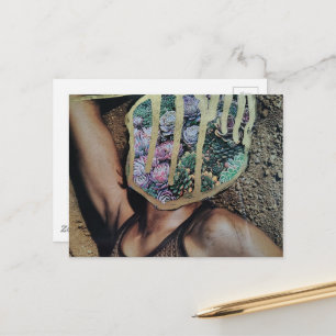 Succulent Woman in Desert surreal collage art Postcard