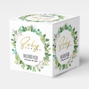 SUCCULENT WREATH FOLIAGE WATERCOLOR BABY SHOWER FAVOUR BOX