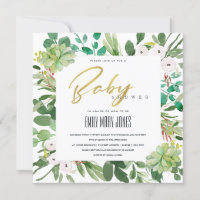 SUCCULENT WREATH FOLIAGE WATERCOLOR BABY SHOWER