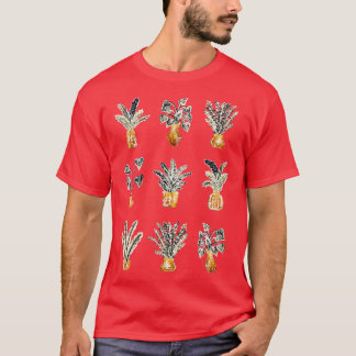 Succulents and Cactus Pottery PRINT Gold Planters  T-Shirt