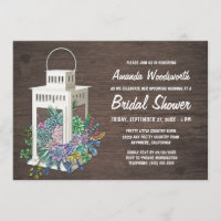 Succulents and Lantern Bridal Shower Invitations
