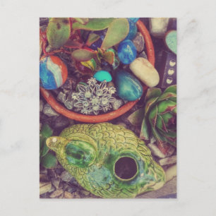 Succulents and Little Garden Art Objects Postcard