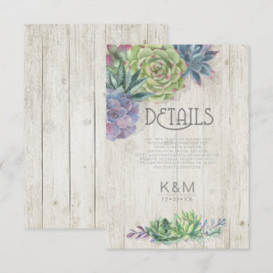 Succulents and Rustic Wood Details Insert ID515 Invitation