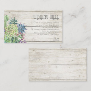 Succulents and Rustic Wood Wishing Well V2 ID515 Enclosure Card