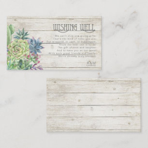 Succulents and Rustic Wood Wishing Well V3 ID515 Enclosure Card