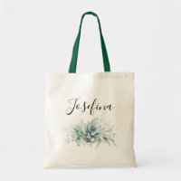 Succulents and Silver Greenery Elegant Script Name