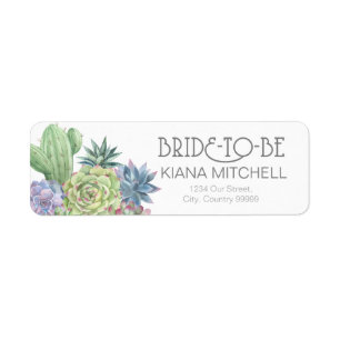 Succulents and Sparkle Bride-to-Be Wedding ID515 Return Address Label
