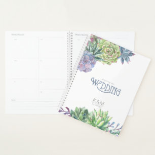 Succulents and Sparkle Wedding Blue ID515 Planner