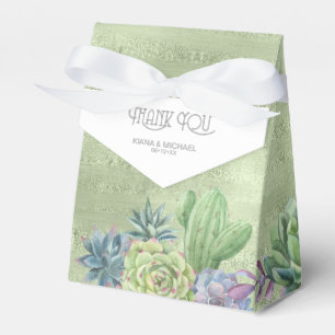 Succulents and Sparkle Wedding Green ID515 Favour Box