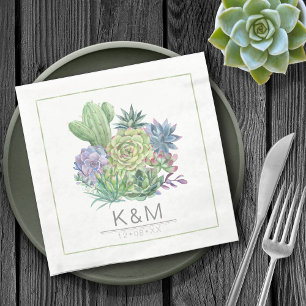 Succulents and Sparkle Wedding ID515 Napkin