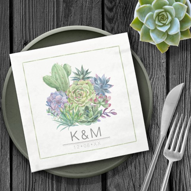 Succulents and Sparkle Wedding ID515 Napkin (Creator Uploaded)