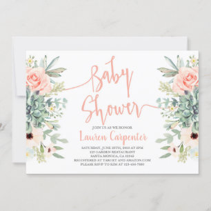 Succulents baby shower girl invitation