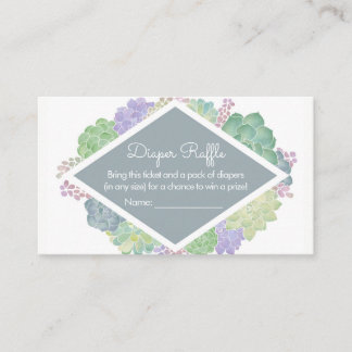 Succulents Baby Shower Slate Diaper Raffle Ticket Enclosure Card