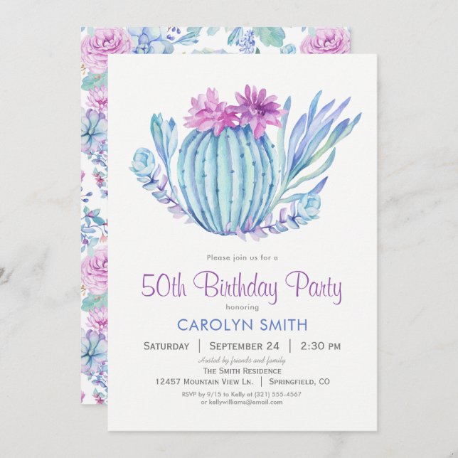 Succulents Birthday Party Invitation (Front/Back)